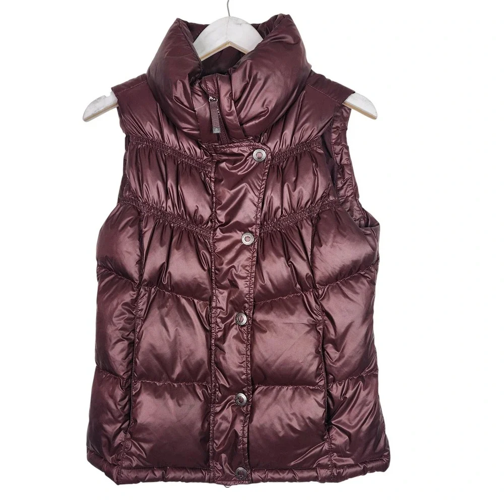 PrAna Milly Vest Womens Small Quilted Down Puffer High Collar Zip‎ Pockets